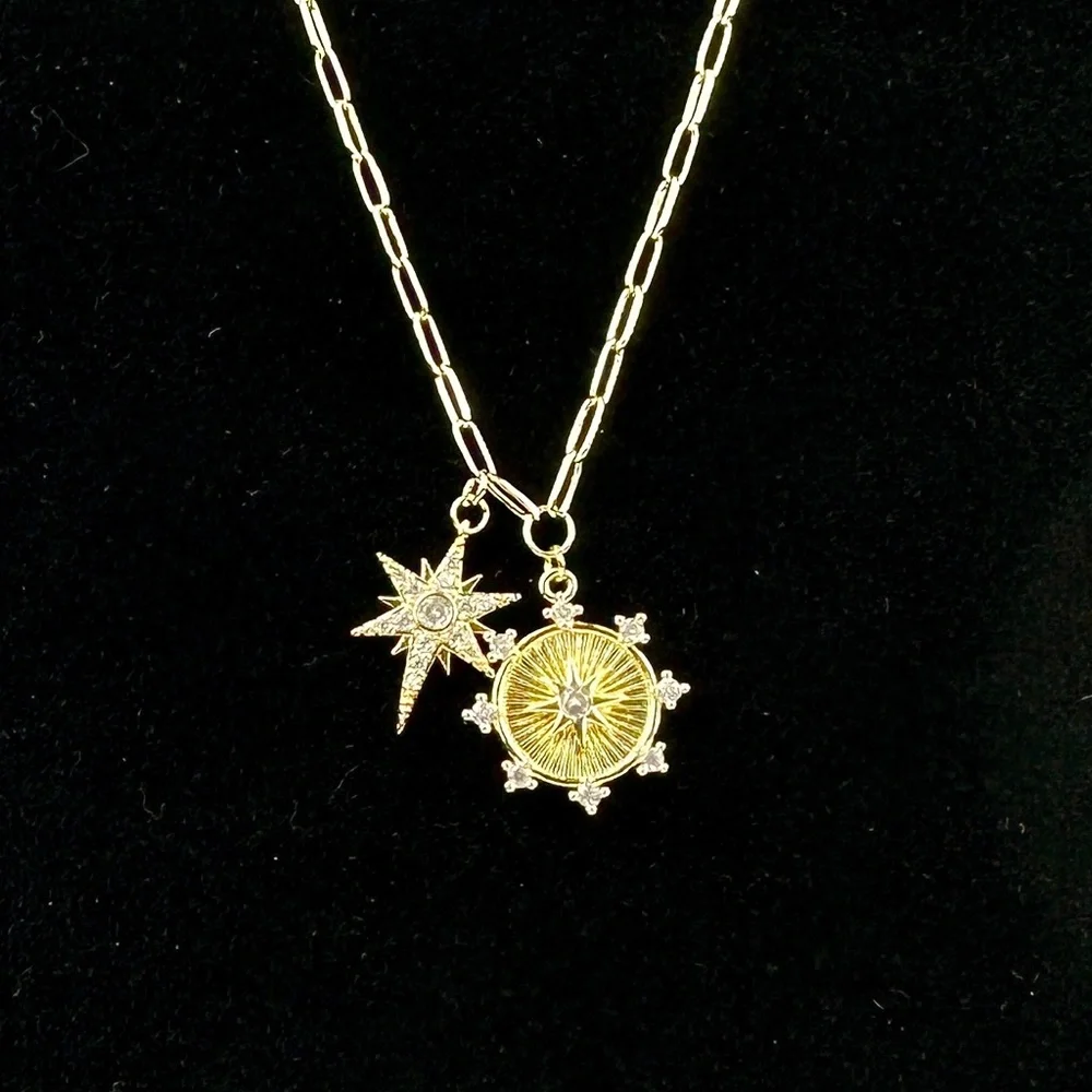 Jennifer Miller Gold Starburst Charm Necklace 18” - Picture 4 of 8